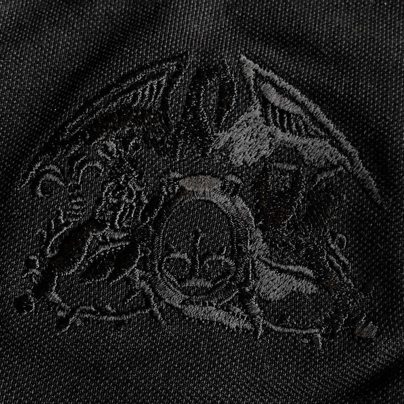 Black Embroidered Crest | Black Polo Shirt