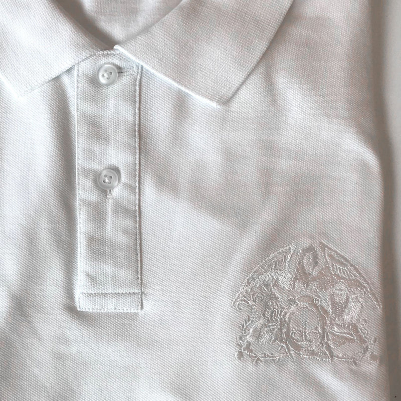 White Embroidered Crest | White Polo Shirt