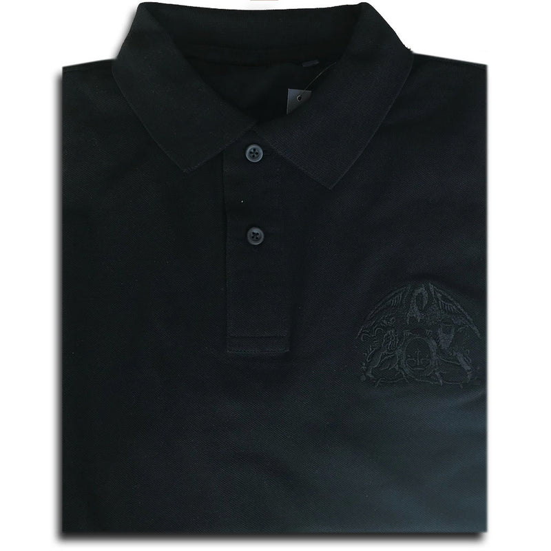 Black Embroidered Crest | Black Polo Shirt