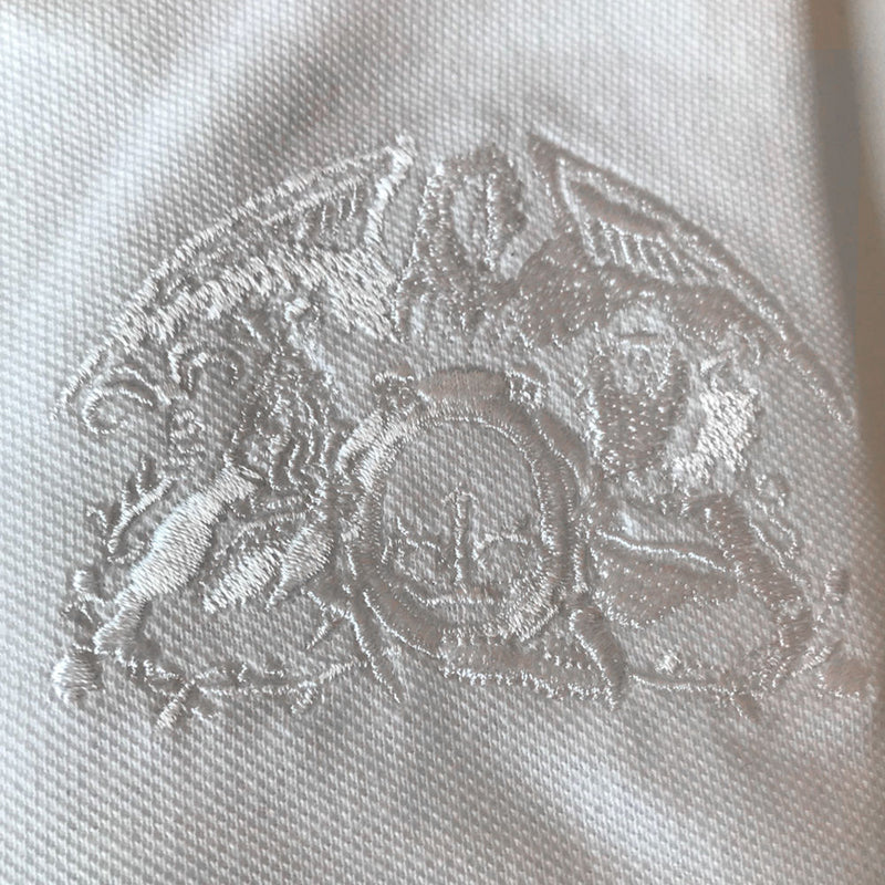 White Embroidered Crest | White Polo Shirt
